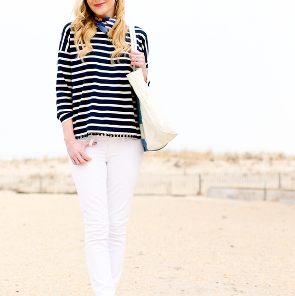 J CREW POM POMS STRIPED T- SHIRT SIZE M - Picture 4 of 9